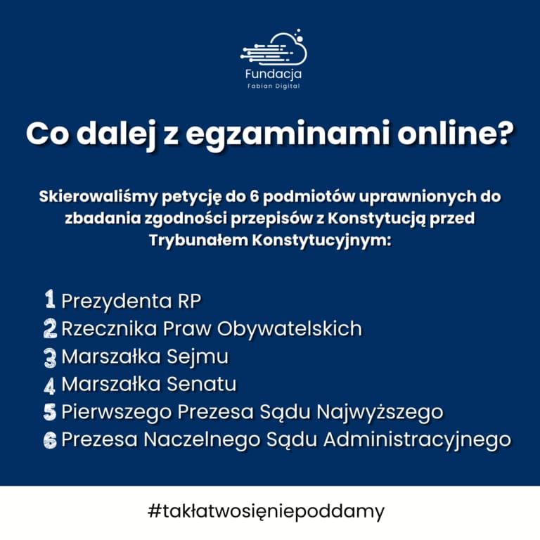 Co dalej z egzaminami online? Wnioskujemy o zbadanie rozporządzenia 117 w Trybunale Konstytucyjnym
